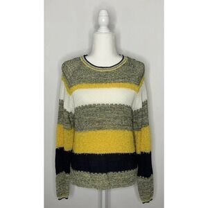 NWT CENY Striped High-Low Knit Crewneck Sweater S